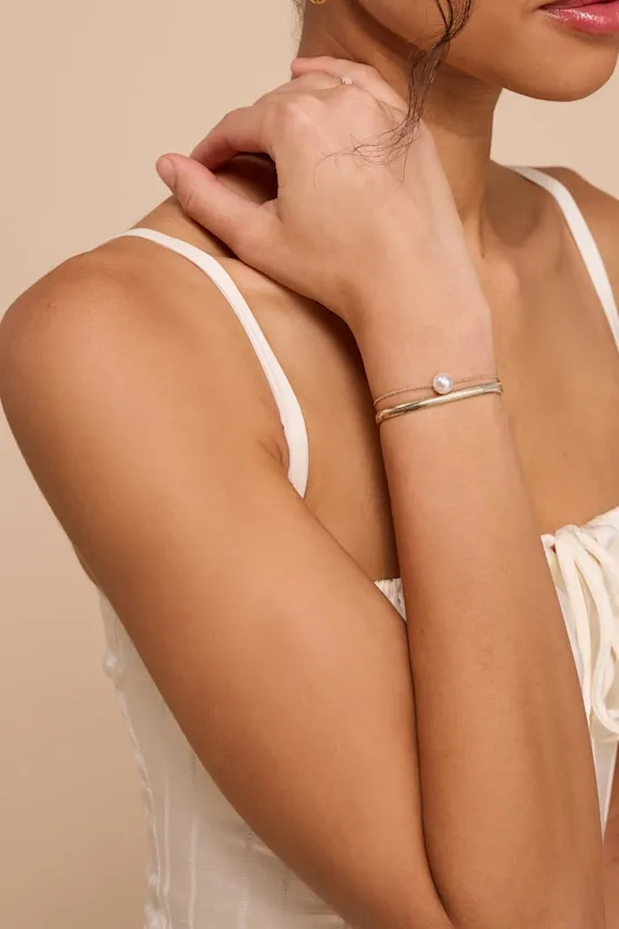 Martina Gold Pearl Two-Piece Bracelet Set sold by Lulus product image thumbnail 3