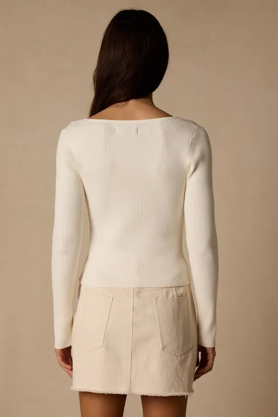 Modern Status Ivory Asymmetrical Button-Front Sweater Top sold by Lulus product image thumbnail 2