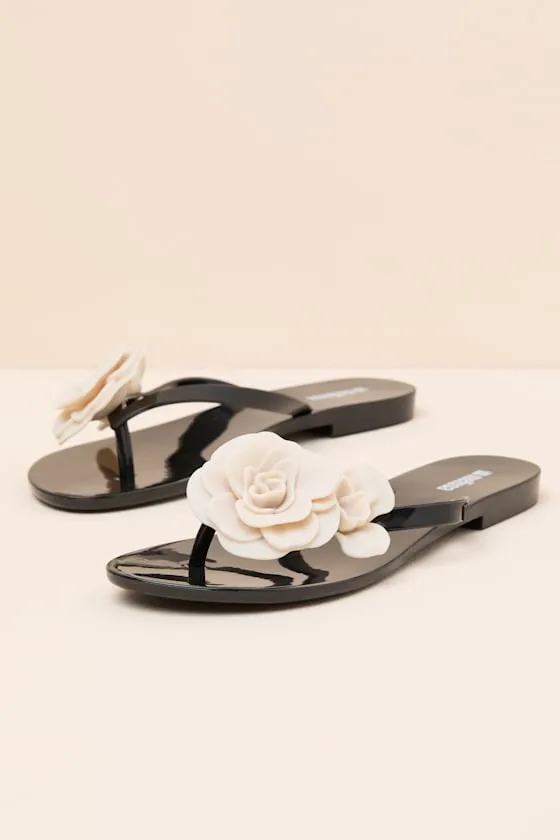 Harmonic Petals Black and Beige Thong Sandals sold by Lulus product image thumbnail 3