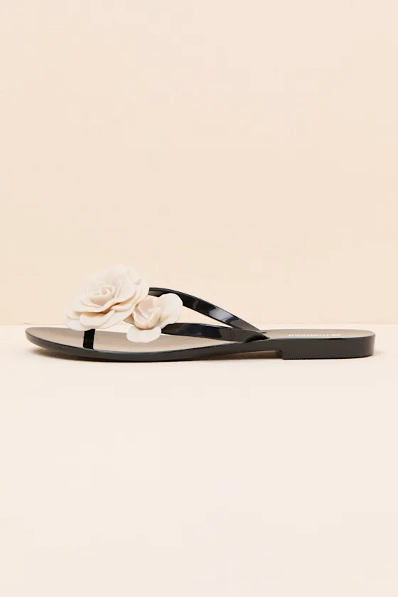Harmonic Petals Black and Beige Thong Sandals sold by Lulus product image thumbnail 4