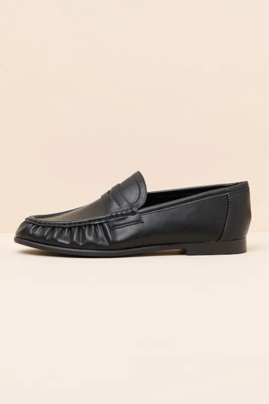 Carlton Black Ruched Loafers made by Lulus
