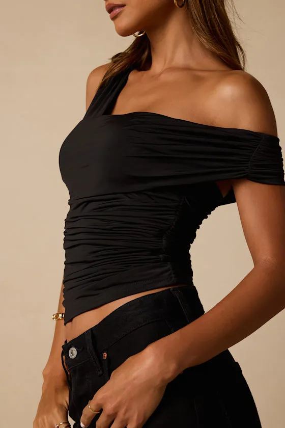 Jill Black Jersey Knit Asymmetrical Top sold by Lulus product image thumbnail 4