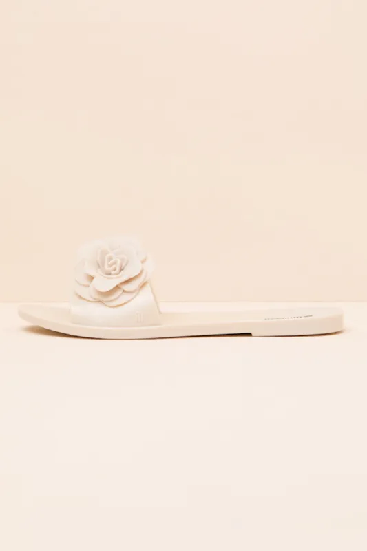 Babe Petals Beige Slide Sandals made by Melissa