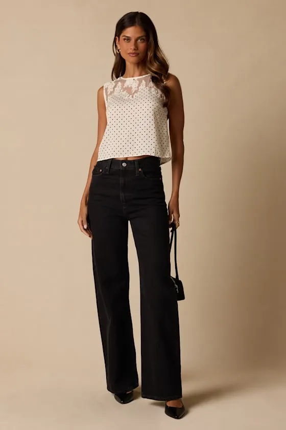 Yanna Ivory Polka Dot Lace Tank Top sold by Lulus product image thumbnail 4