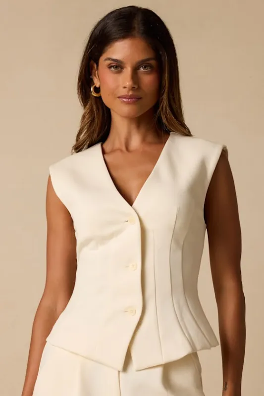 Greta Cream Button-Up Vest Top made by Lulus