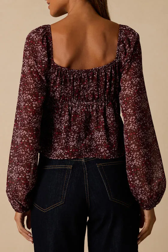 Yara Plum Multi Paisley Long Sleeve Top sold by Lulus product image thumbnail 2
