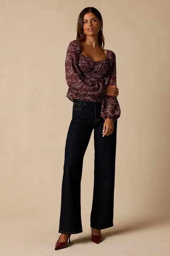 Yara Plum Multi Paisley Long Sleeve Top sold by Lulus product image thumbnail 3