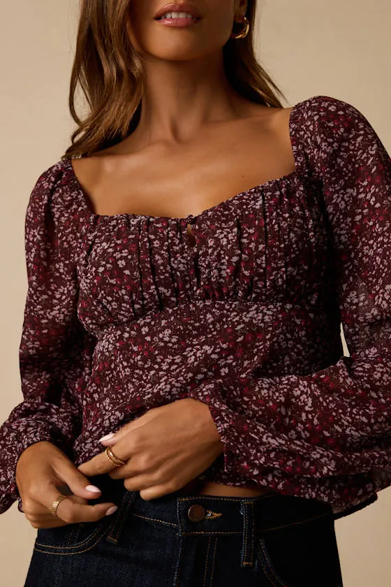Yara Plum Multi Paisley Long Sleeve Top sold by Lulus product image thumbnail 4