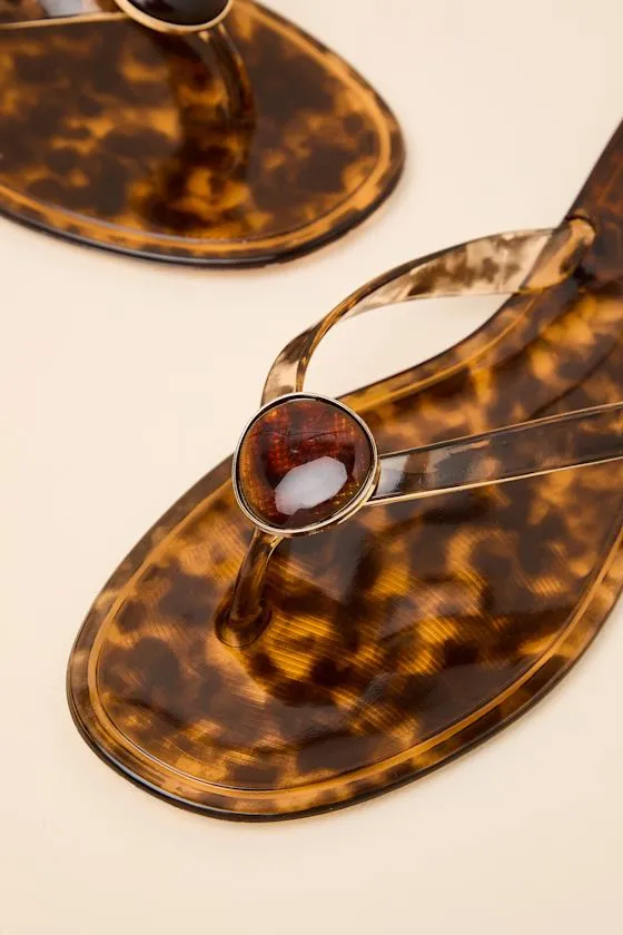 Daxley Tortoise Jelly Stone Flip Flops sold by Lulus product image thumbnail 3