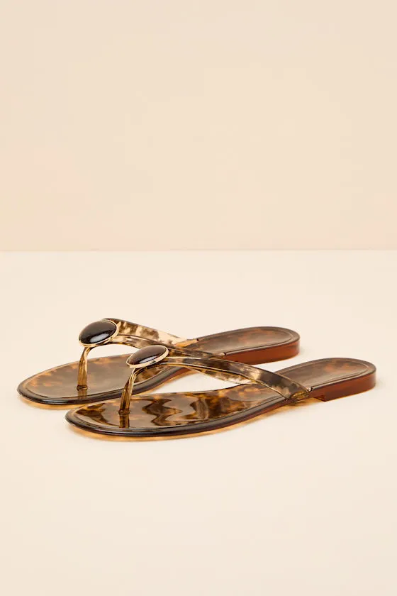 Daxley Tortoise Jelly Stone Flip Flops sold by Lulus product image thumbnail 4
