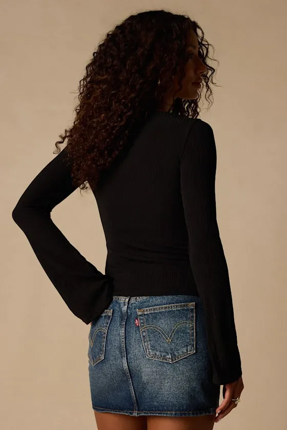Maelis Black Ribbed Knit Long Sleeve Boat Neck Top sold by Lulus product image thumbnail 2