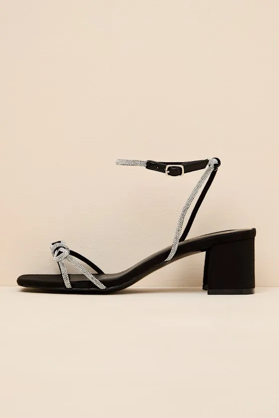 Zoelle Black Rhinestone Low Heel Ankle Strap Sandals sold by Lulus product image thumbnail 2