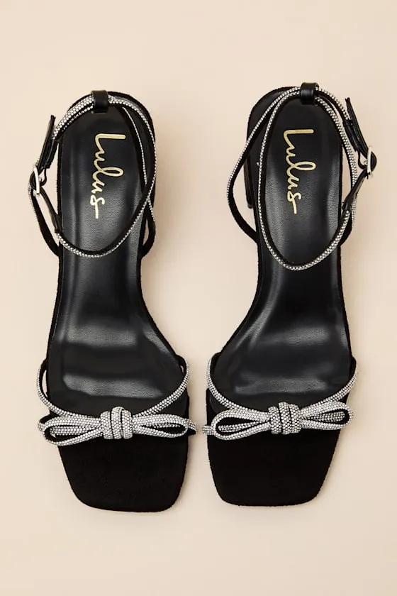 Zoelle Black Rhinestone Low Heel Ankle Strap Sandals sold by Lulus product image thumbnail 4