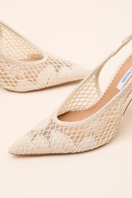 Andromeda Natural Crochet Pointed-Toe Slingback Pumps sold by Lulus product image thumbnail 4