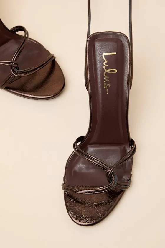Adara Brown Metallic Lace-Up High Heel Sandals sold by Lulus product image thumbnail 4