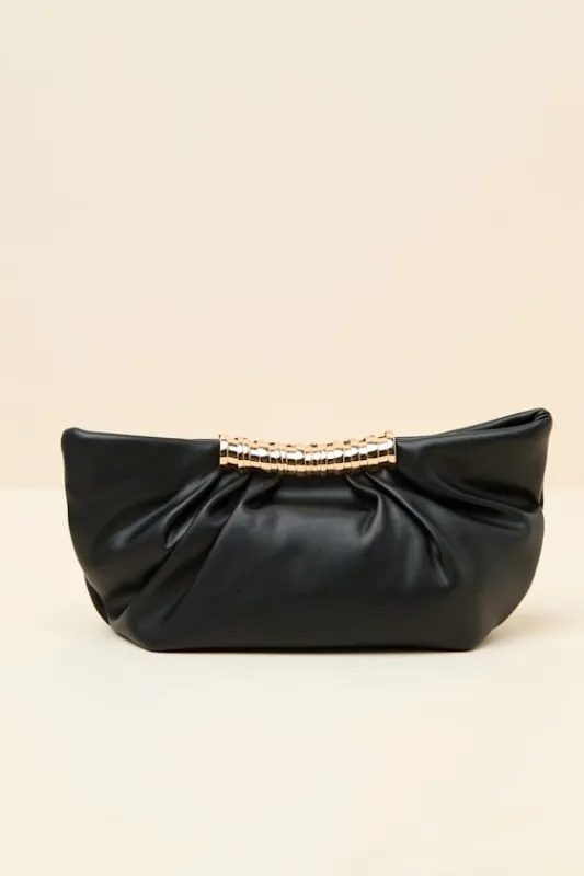 Palmer Black Ruched Crossbody Clutch made by Lulus