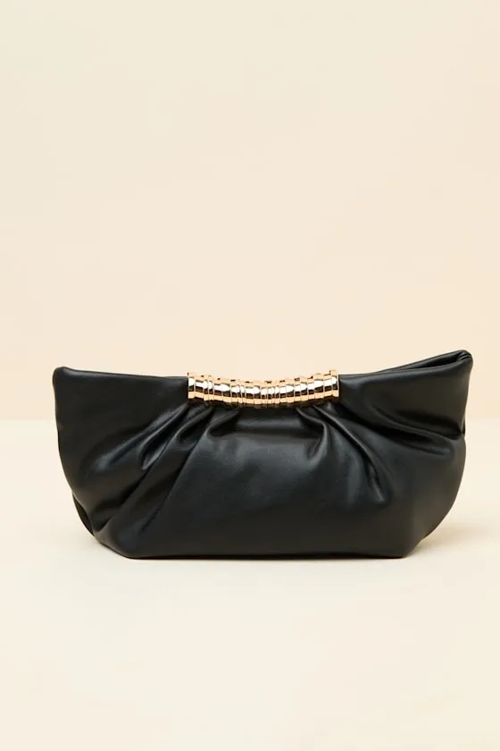 Palmer Black Ruched Crossbody Clutch sold by Lulus