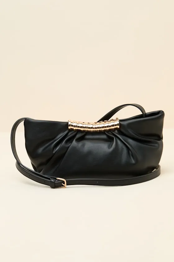 Palmer Black Ruched Crossbody Clutch sold by Lulus product image thumbnail 4