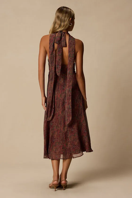 Kylinda Rust Multi Paisley Midi Dress and Scarf Set sold by Lulus product image thumbnail 3