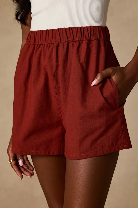 Classic Rust Red Beach Shorts sold by Lulus product image thumbnail 3