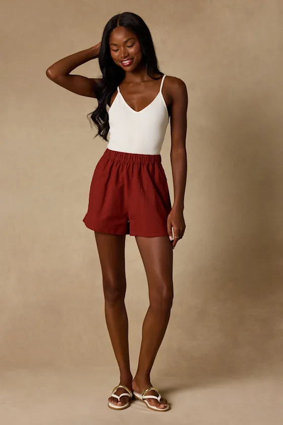 Classic Rust Red Beach Shorts sold by Lulus product image thumbnail 4