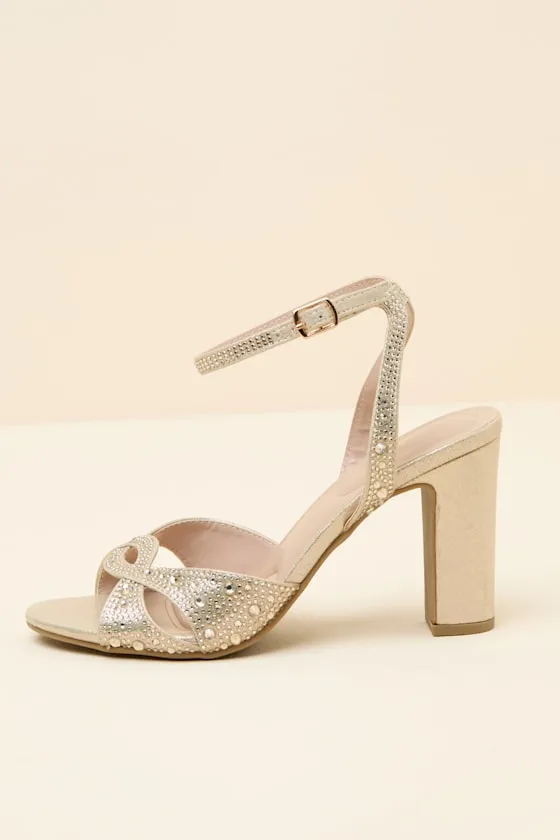 Olamide Gold Rhinestone High Heel Ankle Strap Sandals sold by Lulus product image thumbnail 2