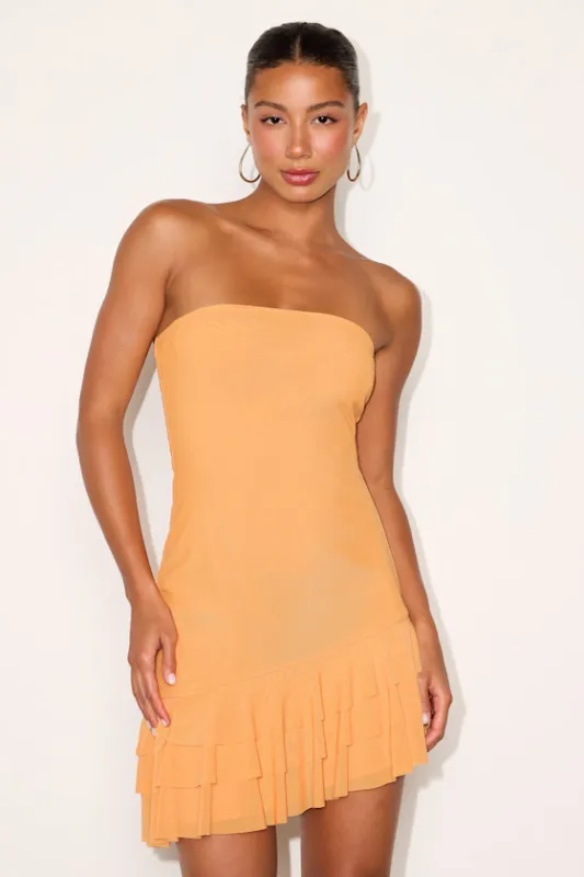 Vedette Light Orange Mesh ruffled Mini Dress made by Lulus