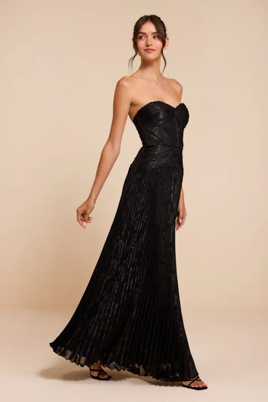 Marlene Black Floral Pleated Drop Waist Maxi Dress made by Lulus