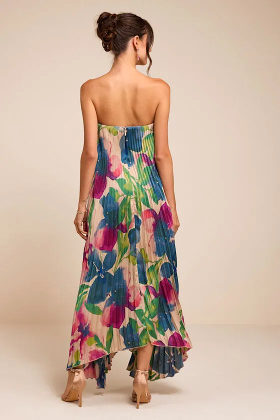Daylen Blush Multi Floral Satin Shift Maxi Dress sold by Lulus product image thumbnail 3