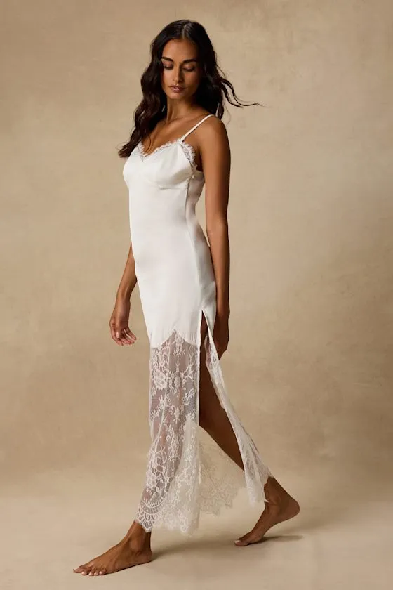 Jesse Ivory Satin Lace Maxi Lingerie Slip sold by Lulus product image thumbnail 4