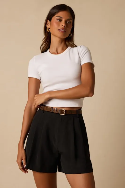 Sharise Black Pleated High-Rise Shorts made by Lulus