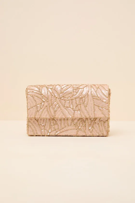 Adorable Update Rose Gold Beaded Sequin Crossbody Bag sold by Lulus