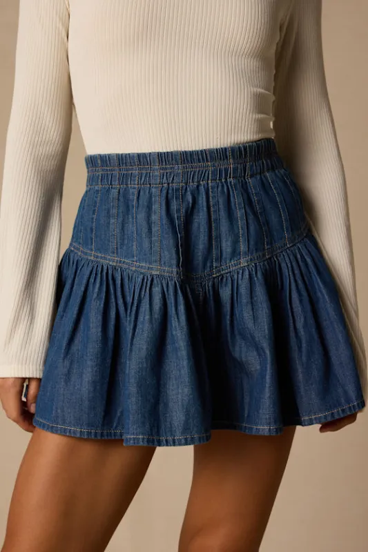Emma Dark Wash Denim Mini Skirt made by Lulus