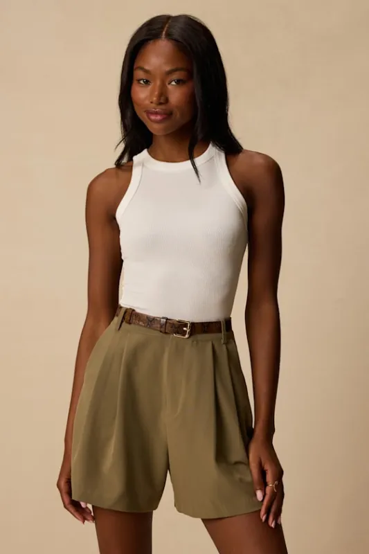 Sharise Olive Pleated High-Rise Shorts made by Lulus