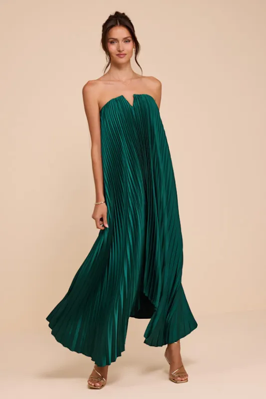 Daylen Emerald Satin Shift Maxi Dress made by Lulus