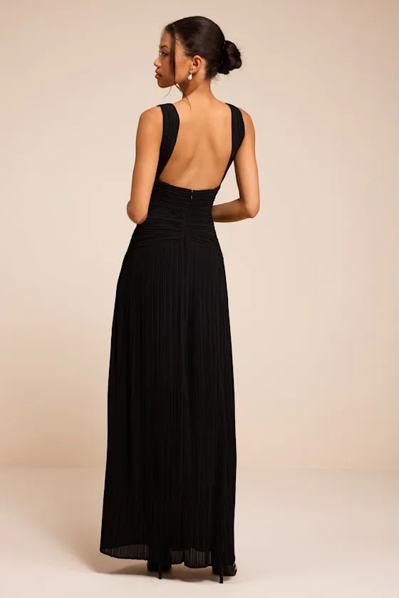Kelina Black Pleated Drop Waist Maxi Dress sold by Lulus product image thumbnail 3