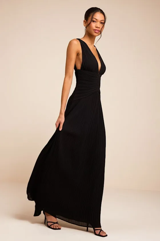 Kelina Black Pleated Drop Waist Maxi Dress sold by Lulus product image thumbnail 4