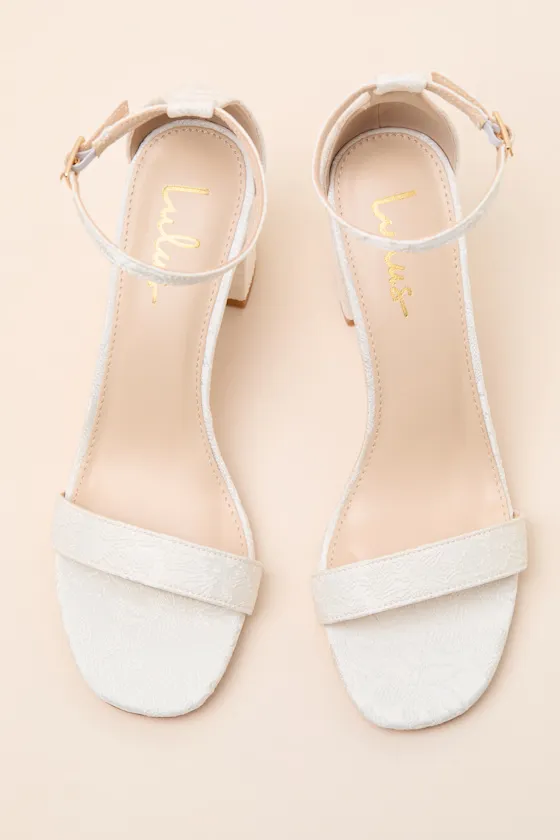 Arylee Ivory Floral Embroidered Ankle Strap Heels sold by Lulus product image thumbnail 2