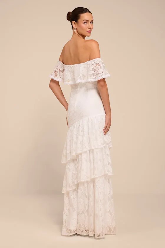 Poet White Lace Tiered Maxi Dress sold by Lulus product image thumbnail 3