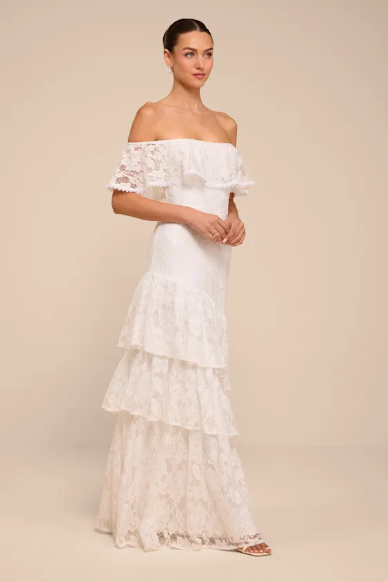 Poet White Lace Tiered Maxi Dress sold by Lulus product image thumbnail 4