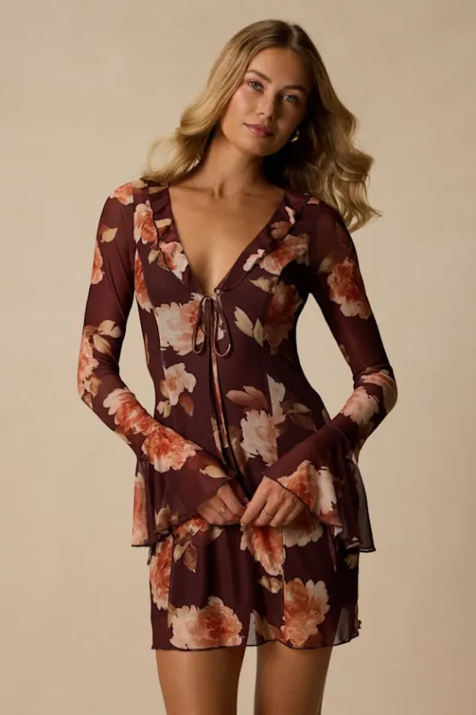 Hayden Brown Multi Floral Mesh Mini Dress made by Lulus