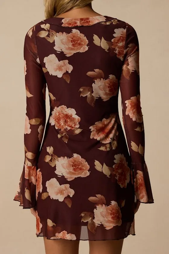 Hayden Brown Multi Floral Mesh Mini Dress sold by Lulus product image thumbnail 3