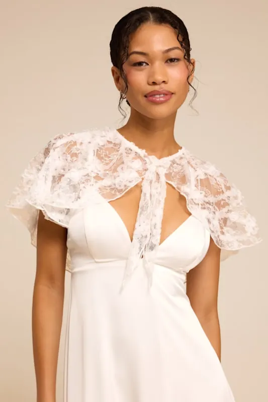 Alin Ivory Lace Sequin Shoulder Cape made by Lulus