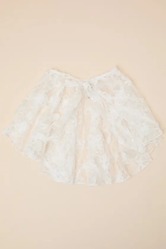 Alin Ivory Lace Sequin Shoulder Cape sold by Lulus product image thumbnail 2