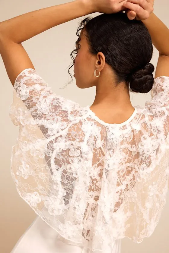 Alin Ivory Lace Sequin Shoulder Cape sold by Lulus product image thumbnail 3
