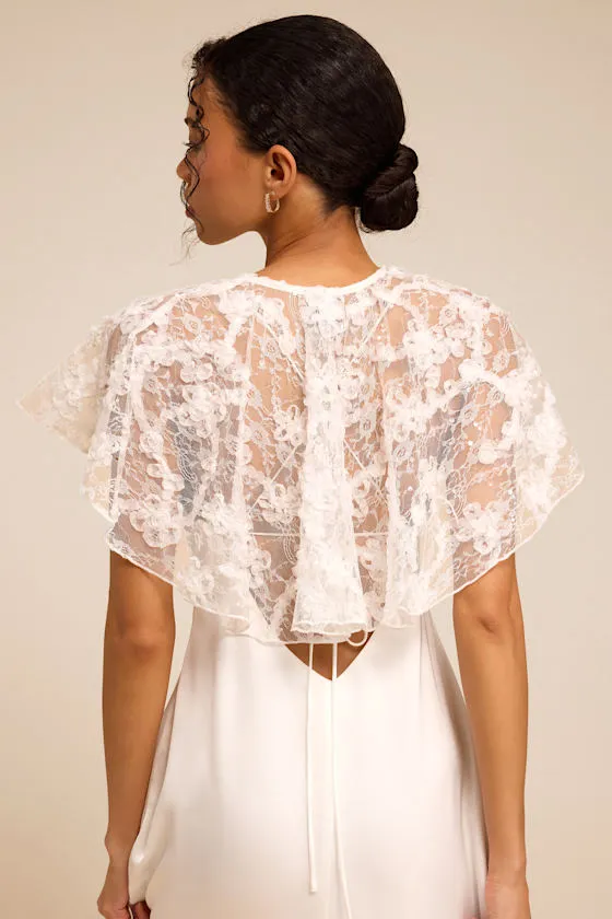 Alin Ivory Lace Sequin Shoulder Cape sold by Lulus product image thumbnail 4