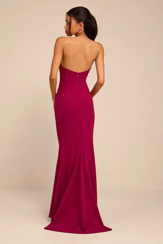 Laney Dark Magenta Strapless Corset Maxi Dress sold by Lulus product image thumbnail 3