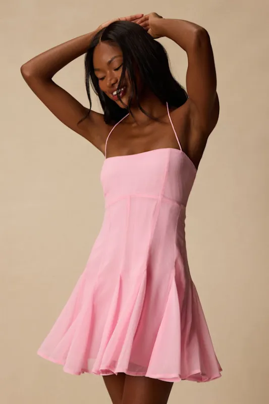 Sophrina Pink Halter Mini Dress made by Lulus