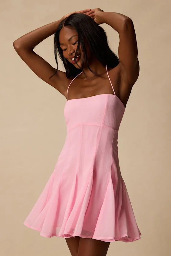 Sophrina Pink Halter Mini Dress sold by Lulus