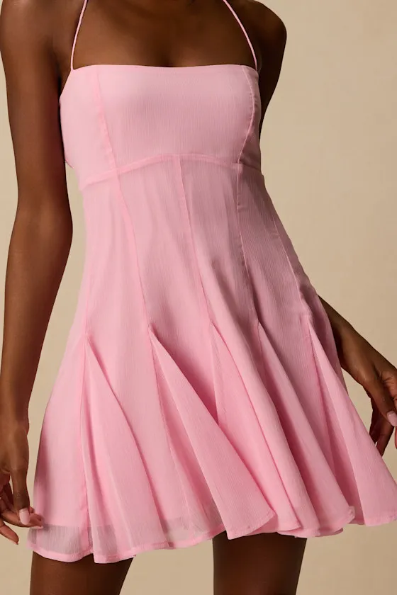Sophrina Pink Halter Mini Dress sold by Lulus product image thumbnail 2